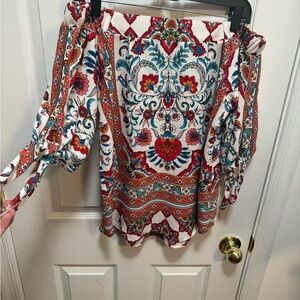 Bohemian Floral Off-Shoulder Blouse